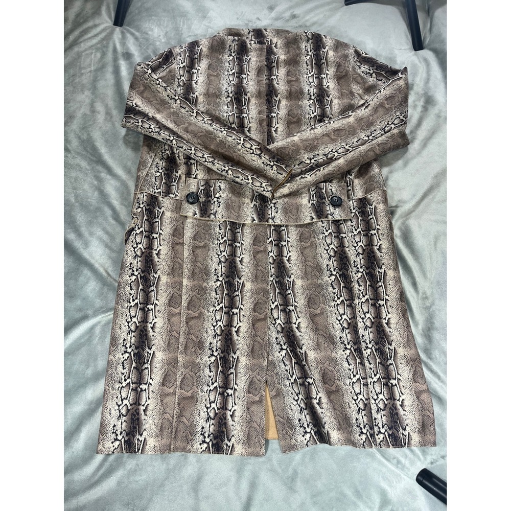 BLANK NYC Anthropologie Faux Suede Snakeskin Long One Button Jacket Women Size S - Picture 3 of 6